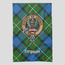 Clan Ferguson Crest over Tartan Kitchen Towel