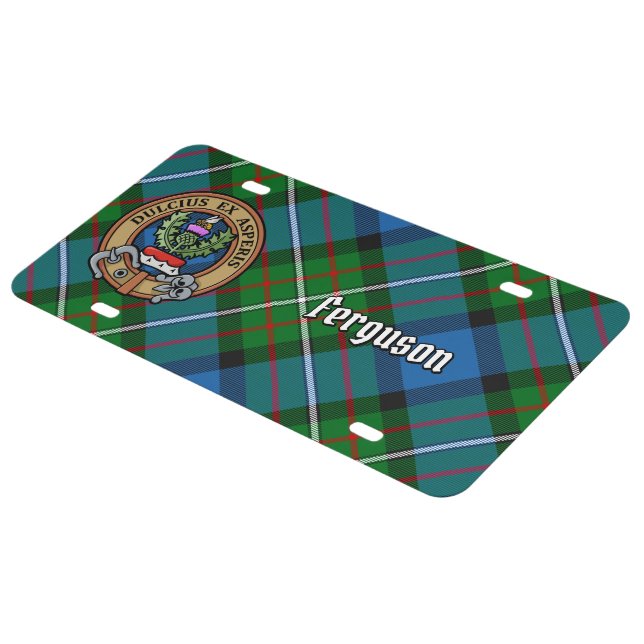 Clan Ferguson Crest over Tartan License Plate (Side)