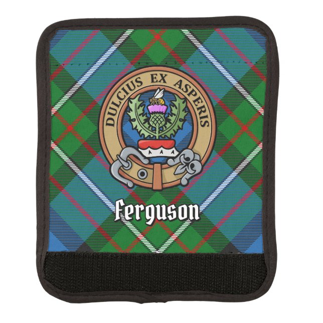 Clan Ferguson Crest over Tartan Luggage Handle Wrap (Front)