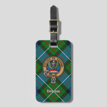 Clan Ferguson Crest over Tartan Luggage Tag