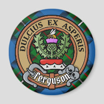 Clan Ferguson Crest over Tartan Magnet