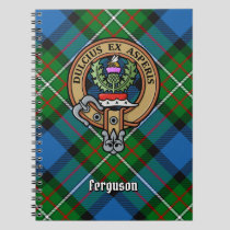Clan Ferguson Crest over Tartan Notebook