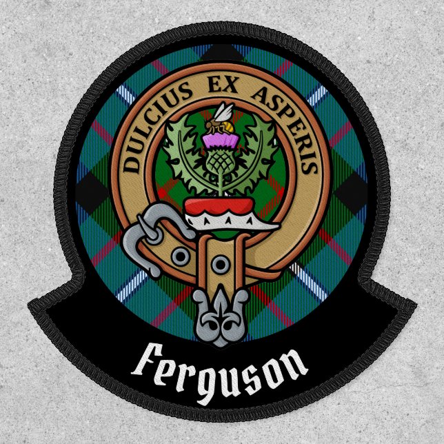 Clan Ferguson Crest over Tartan Patch (Front)