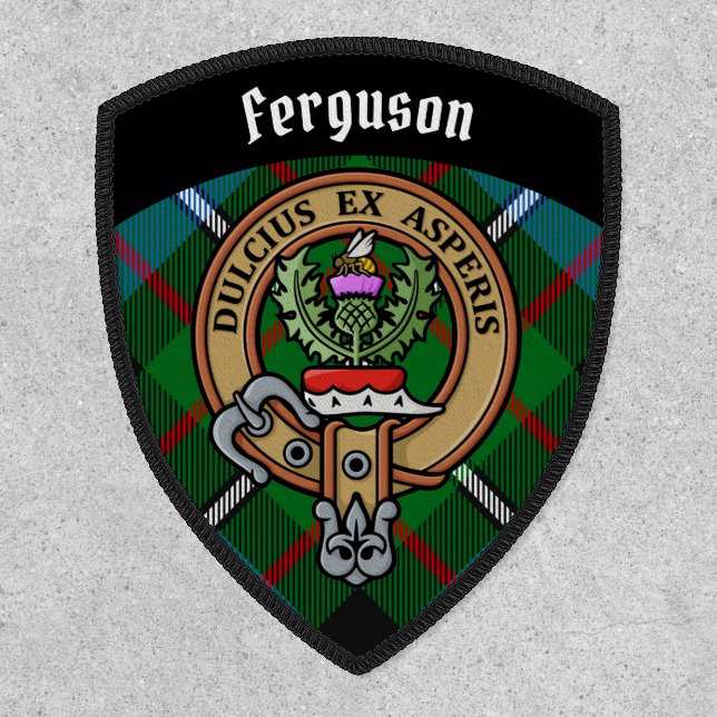 Clan Ferguson Crest over Tartan Patch (Front)
