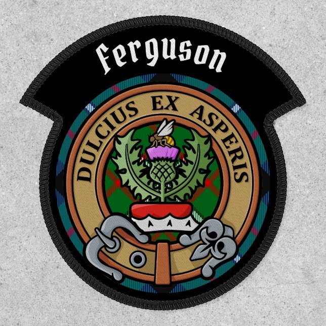 Clan Ferguson Crest over Tartan Patch (Front)