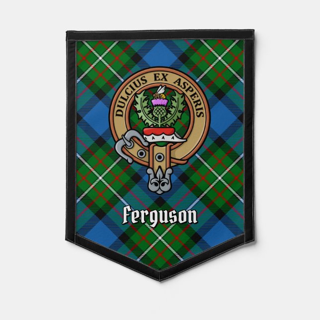 Clan Ferguson Crest over Tartan Pennant (Front)