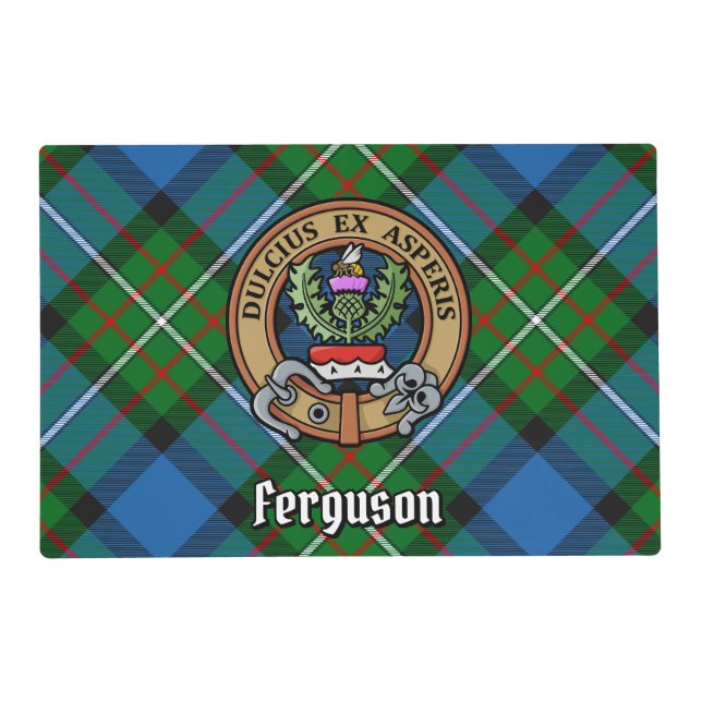 Clan Ferguson Crest over Tartan Placemat (Front)