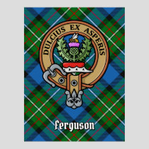 Clan Ferguson Crest over Tartan Poster