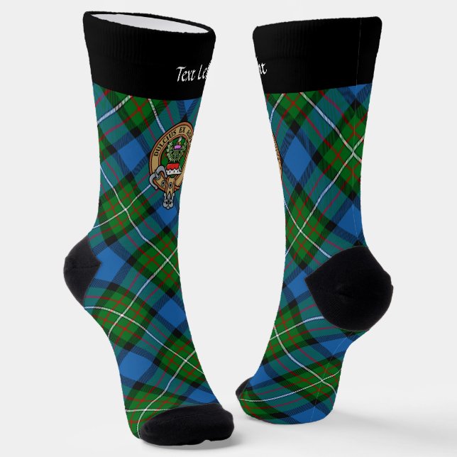 Clan Ferguson Crest over Tartan Socks (Angled)