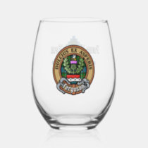 Clan Ferguson Crest over Tartan Stemless Wine Glass