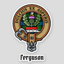 Clan Ferguson Crest over Tartan Sticker