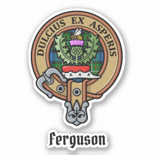 Clan Ferguson Crest over Tartan Sticker