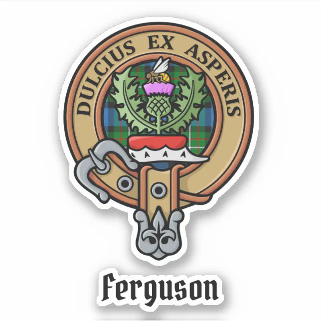 Clan Ferguson Crest over Tartan Sticker | Zazzle