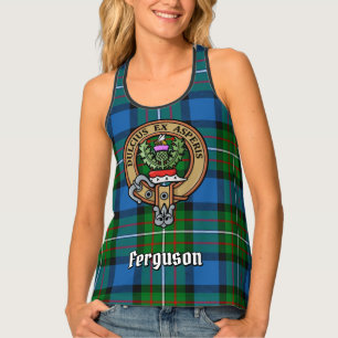 Clan Ferguson Crest over Tartan Tank Top
