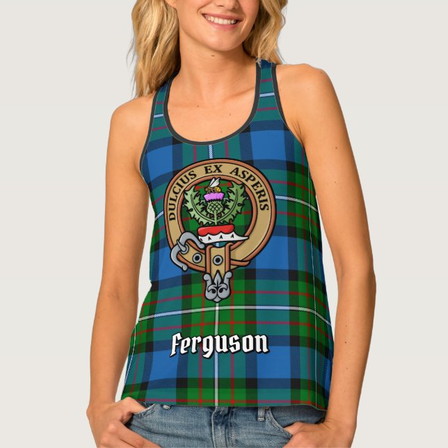 Clan Ferguson Crest over Tartan Tank Top (Front)