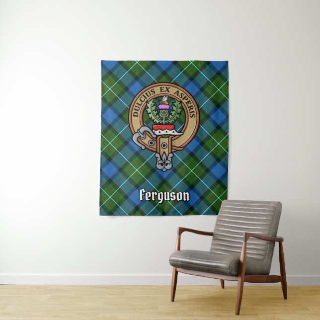 Clan Ferguson Crest over Tartan Tapestry (In Situ)
