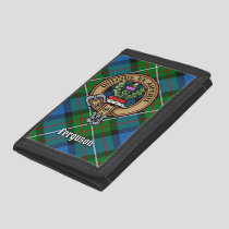 Clan Ferguson Crest over Tartan Trifold Wallet