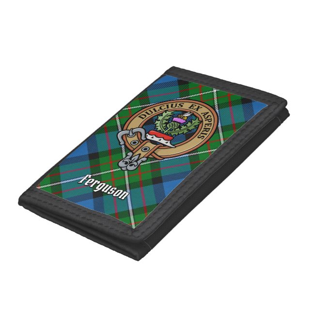 Clan Ferguson Crest over Tartan Trifold Wallet (Bottom)