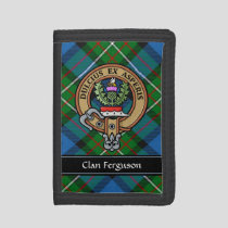 Clan Ferguson Crest over Tartan Trifold Wallet