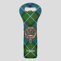 Clan Ferguson Crest over Tartan Wine Bag