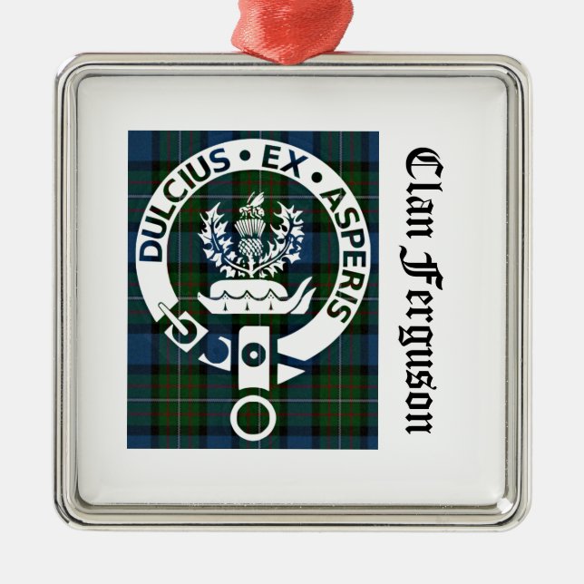 Clan Ferguson Crest Tartan Metal Ornament (Front)