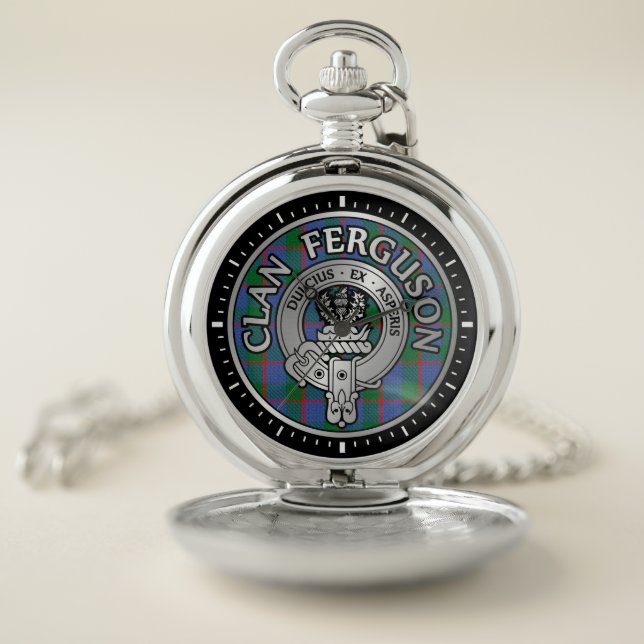 Clan Ferguson Crest & Tartan Pocket Watch (Inside)