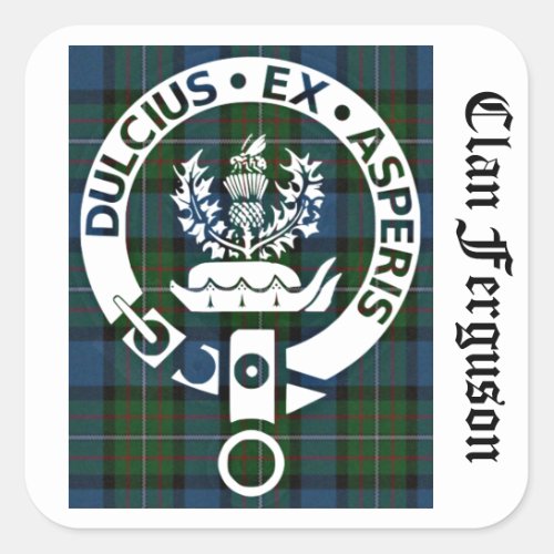 Clan Ferguson Crest Tartan Square Sticker