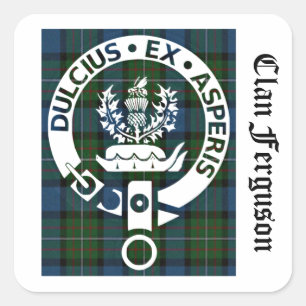Clan Ferguson Crest Tartan Square Sticker