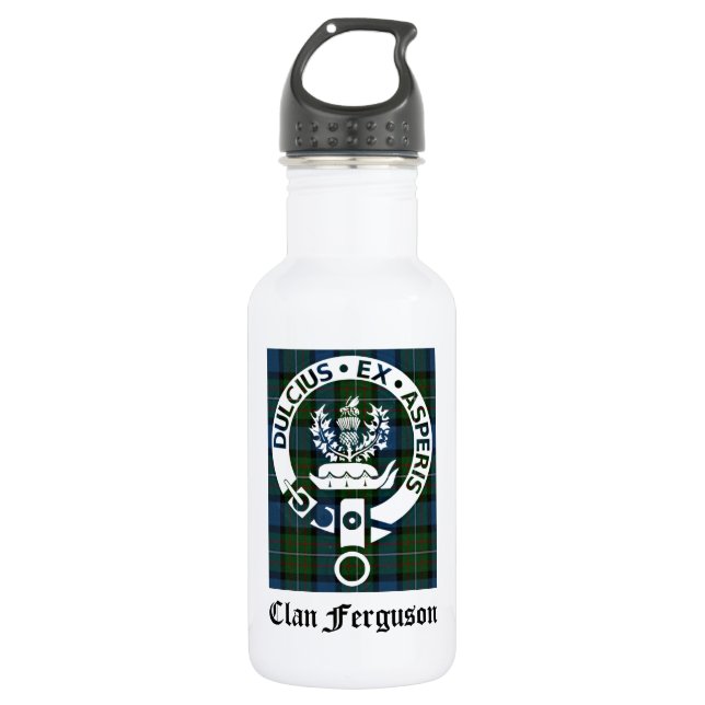Clan Ferguson Crest Tartan Water Bottle (Front)