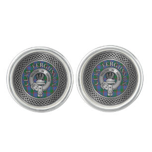 Clan Fergusson Crest & Tartan Knot Cufflinks