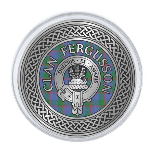 Clan Fergusson Crest  Tartan Knot Silver Finish Lapel Pin