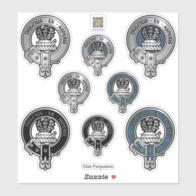 Clan Fergusson Crest & Tartan Sticker (Sheet)