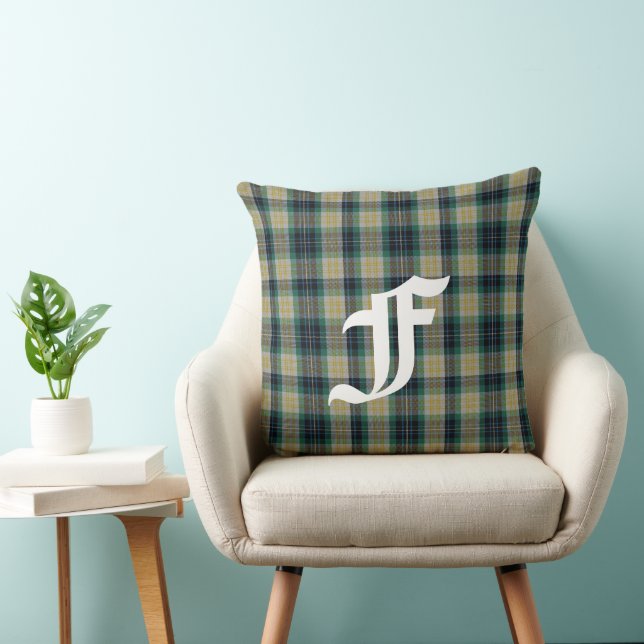 Clan Fitzpatrick Tartan Plaid Monogram Throw Pillow (Chair)
