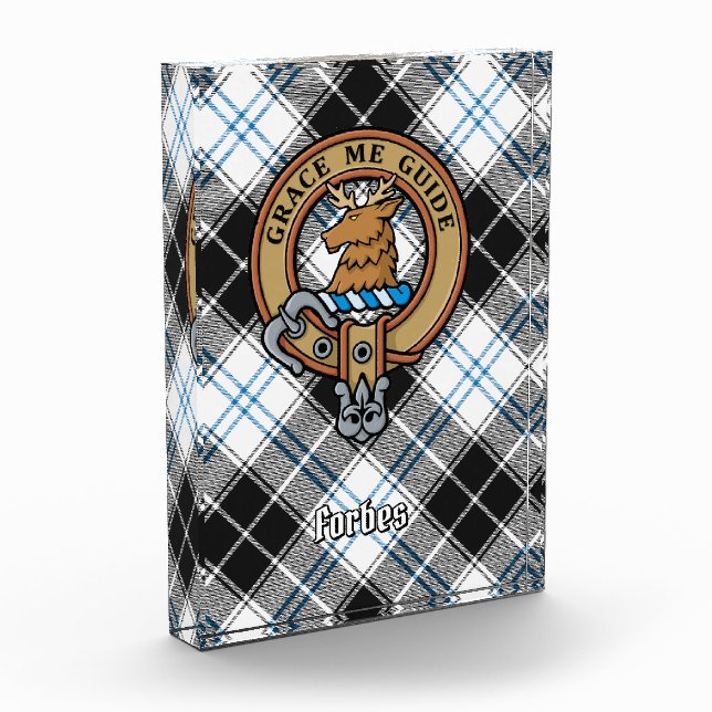 Clan Forbes Crest over Dress Tartan Acrylic Award (Left)