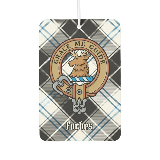 Clan Forbes Crest over Dress Tartan Air Freshener (Front)
