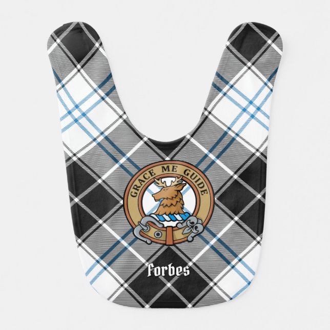 Clan Forbes Crest over Dress Tartan Baby Bib (Front)