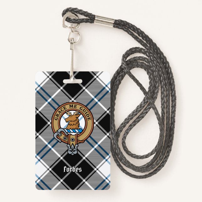 Clan Forbes Crest over Dress Tartan Badge (Front with Lanyard)