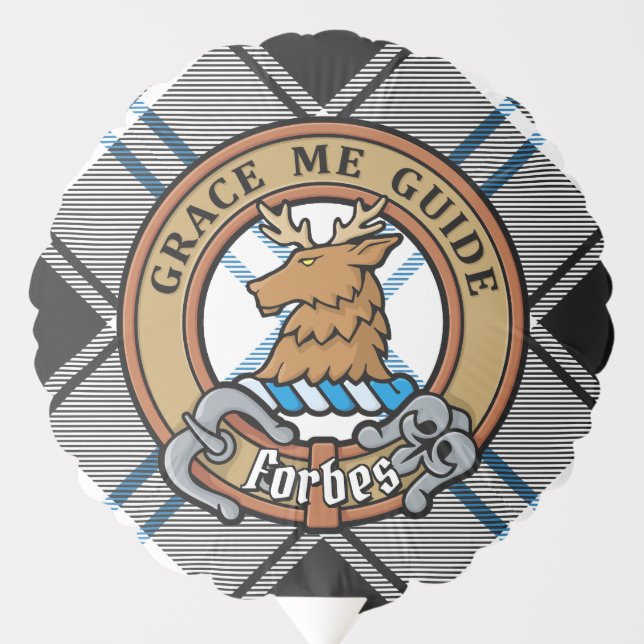 Clan Forbes Crest over Dress Tartan Balloon (Front)