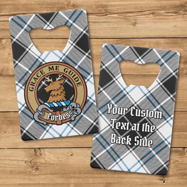 Clan Forbes Crest over Dress Tartan Credit Card Bottle Opener (Creator Uploaded)