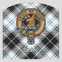 Clan Forbes Crest over Dress Tartan Door Sign