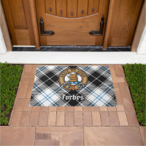 Clan Forbes Crest over Dress Tartan Doormat