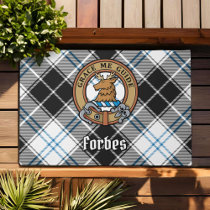 Clan Forbes Crest over Dress Tartan Doormat
