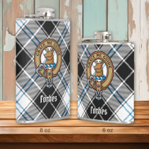 Clan Forbes Crest over Dress Tartan Flask