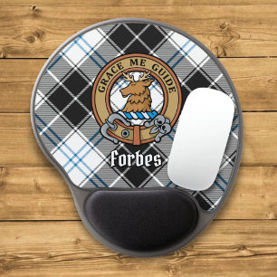 Clan Forbes Crest over Dress Tartan Gel Mouse Pad