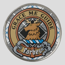 Clan Forbes Crest over Dress Tartan Golf Ball Marker