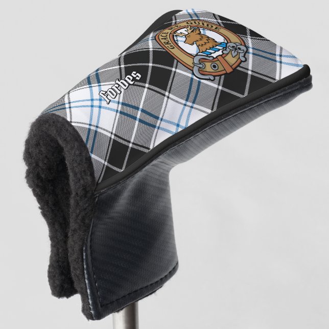 Clan Forbes Crest over Dress Tartan Golf Head Cover (3/4 Front)