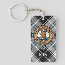 Clan Forbes Crest over Dress Tartan Keychain