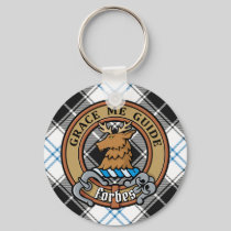 Clan Forbes Crest over Dress Tartan Keychain