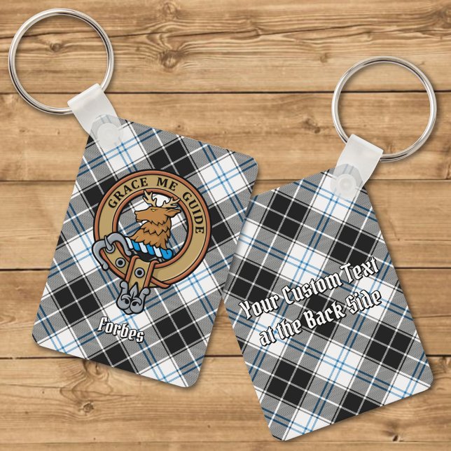 Clan Forbes Crest over Dress Tartan Keychain (Creator Uploaded)