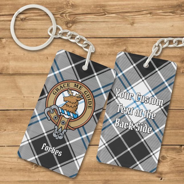 Clan Forbes Crest over Dress Tartan Keychain (Creator Uploaded)